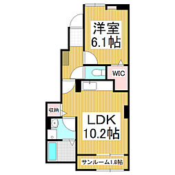 コンフォーティア穂高 1階1LDKの間取り