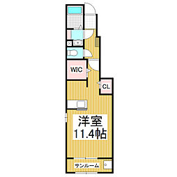 Chill　Clair 1階1Kの間取り