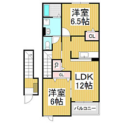 ベルヴィラージュA 2LDKの間取図画像