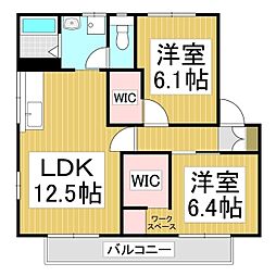 フレグランスアイデイルB 2LDKの間取図画像