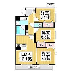 (仮)コンフォーティア広丘吉田III 3LDKの間取図画像
