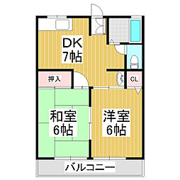 シティハイム地中海 2DKの間取図画像