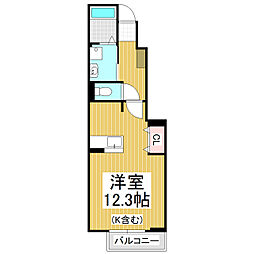 グリーンパークD 1Kの間取図画像