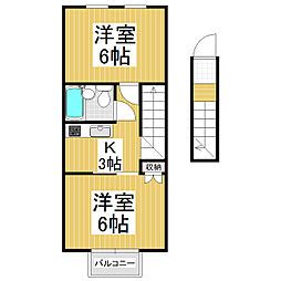 レジデンス穂高 2Kの間取図画像