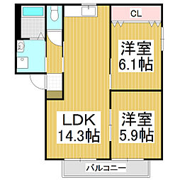 バリュージュバリューB 2LDKの間取図画像