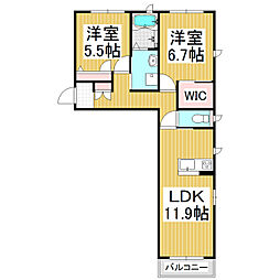 ベレオシャルマン 2LDKの間取図画像