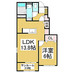 ルミエールじょうねん 1LDKの間取図画像