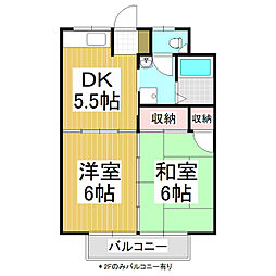 ハイツ有賀 2DKの間取図画像