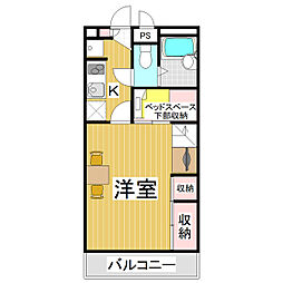レオパレスY.E.M 1Kの間取図画像