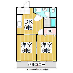 ドリーム安曇野C 2DKの間取図画像