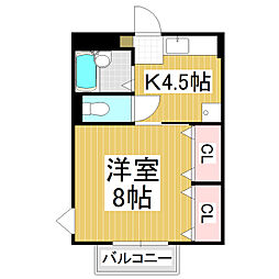 チェント 1Kの間取図画像