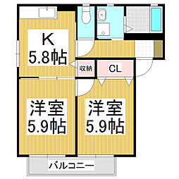 バリージュK2B 2Kの間取図画像