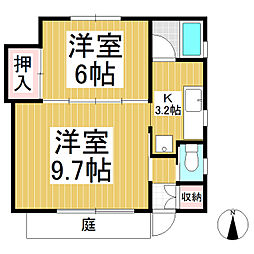 アパートメントウエスト 1階2Kの間取り