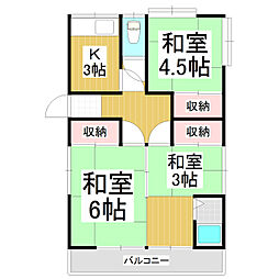 JR信越本線 長野駅 バス18分 新諏訪公民館下車 徒歩1分の賃貸アパート 2階3Kの間取り