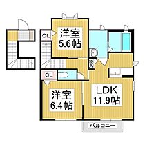 シェリール　Ｂ棟  ｜ 長野県長野市大字稲葉日詰（賃貸アパート2LDK・2階・58.51㎡） その2