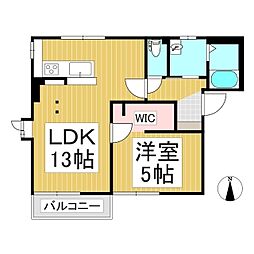 ディアスキタコー　Ｂ棟 1階1LDKの間取り