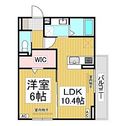 トリシア東口 3階1LDKの間取り