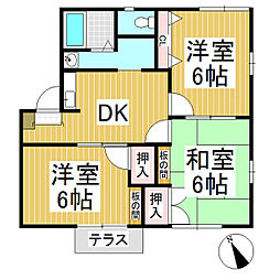 タウニィトミタケ　Ａ棟 1階3DKの間取り