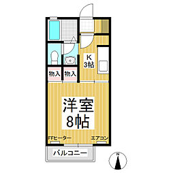 アネーロ和田 1階1Kの間取り