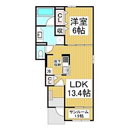 メゾン　ド　モア 1階1LDKの間取り