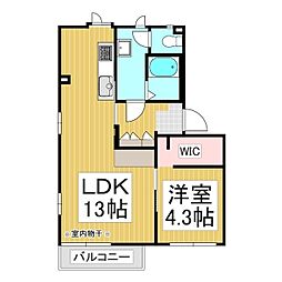 パルレ平林　Ａ 1階1LDKの間取り