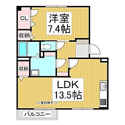遊眠アルファ館 1階1LDKの間取り