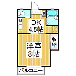 グリーンハイツYM 1階1DKの間取り