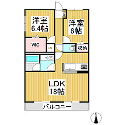 ブレイン−ｍ 3階2LDKの間取り