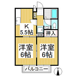 アーバンライフ稲田 2階2Kの間取り