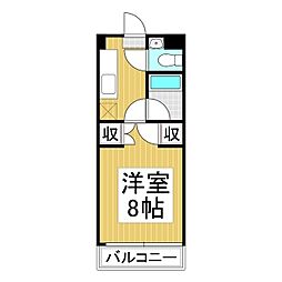 コーポ・ビックウェイブ　N棟 2階1Kの間取り