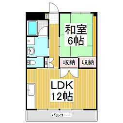 宮尾ハイツ 1LDKの間取図画像