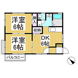 ディアスK2 2DKの間取図画像