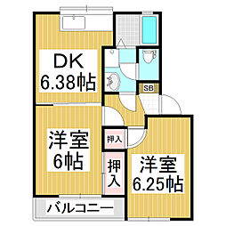 ファンタジーC 2DKの間取図画像