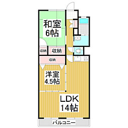 岡田ハイム 2LDKの間取図画像