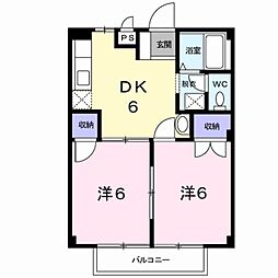 アネックス・一由 2DKの間取図画像