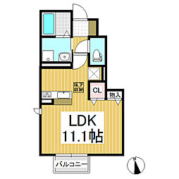 アネックス駒形B ワンルームの間取図画像