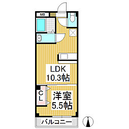 AtlasProud 1LDKの間取図画像