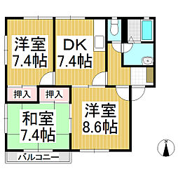 エムロード 3DKの間取図画像