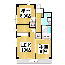 ライフコア上千田 2LDKの間取図画像