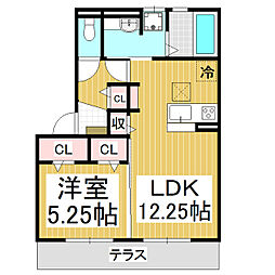 バン・ド・ソレイユA 1LDKの間取図画像