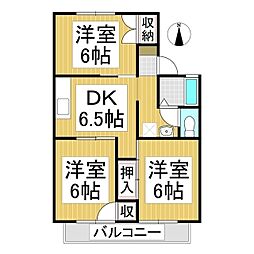 桜ケ丘コートヴィレッジA棟 3DKの間取図画像