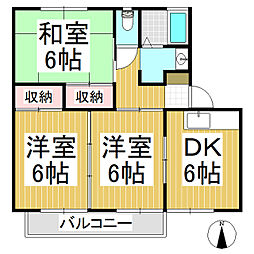 エレガントタウン上松B 3DKの間取図画像