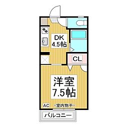 フレグランスしんC 1DKの間取図画像