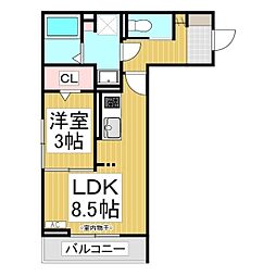 コラージュくりた 1LDKの間取図画像