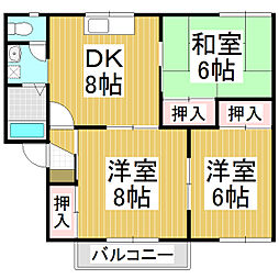 ワイド南俣C 3DKの間取図画像