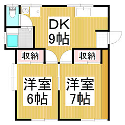 栄和ハイツ 2DKの間取図画像