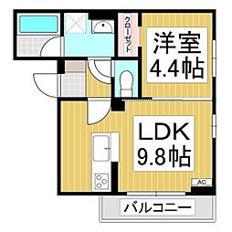 コンフォートTOWA 1LDKの間取図画像