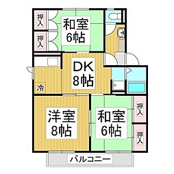 グリーンハイツ新井 3DKの間取図画像