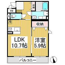 悠ブレインマンション・小町 1LDKの間取図画像