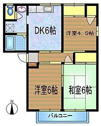 コーポ美里　A 2階3DKの間取り